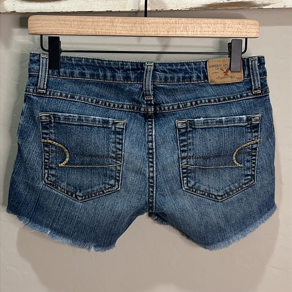 American Eagle Jean Short Skinny Stretch Cutoff Vintage Y2K Fray Cuff Distressed - Picture 5 of 12